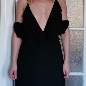 Boohoo Ruffled Cold Shoulder Maxi Dress